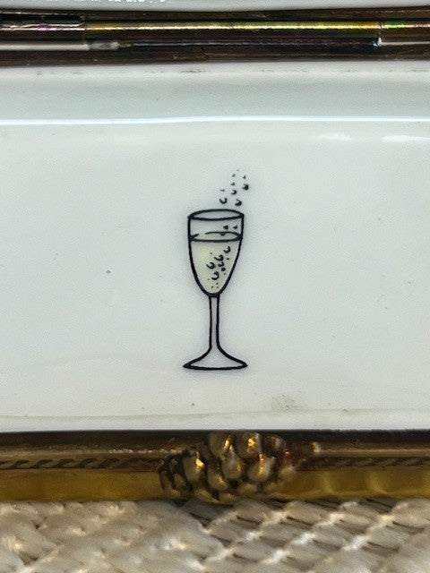 Limoges France Peint Main Champagne Book Trinket Box | Hand-Painted French Porcelain