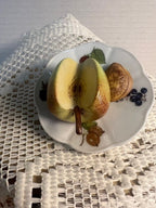 Limoges France Peint Main Sliced Golden Apple on Plate Porcelain Trinket Box