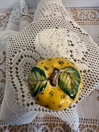Limoges France Yellow Apple & Bee Trinket Box Hand Painted Porcelain