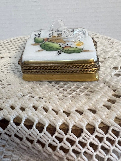 Limoges France Peint Main Champagne Book Trinket Box | Hand-Painted French Porcelain