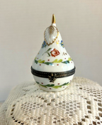 Limoges France White Pear Trinket Box | Hand-Painted Floral Porcelain