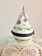 Limoges France White Pear Trinket Box | Hand-Painted Floral Porcelain