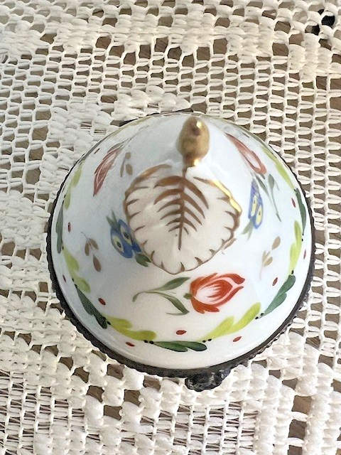 Limoges France White Pear Trinket Box | Hand-Painted Floral Porcelain