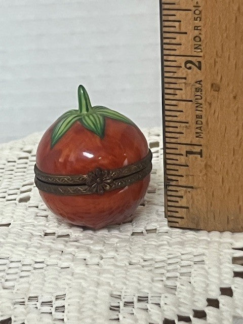 Limoges France Cherry Tomato Trinket Box Hand Painted Porcelain