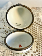 Limoges France White Pear Trinket Box | Hand-Painted Floral Porcelain