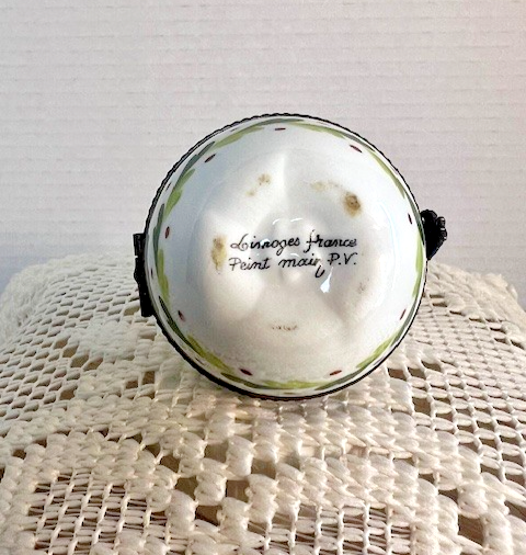 Limoges France White Pear Trinket Box | Hand-Painted Floral Porcelain