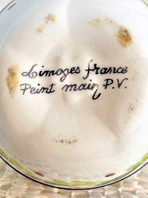 Limoges France White Pear Trinket Box | Hand-Painted Floral Porcelain