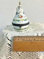 Limoges France White Pear Trinket Box | Hand-Painted Floral Porcelain