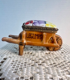 Limoges France Brown Vegetable Wheelbarrow "Legumes" Trinket Box | Hand Painted Porcelain