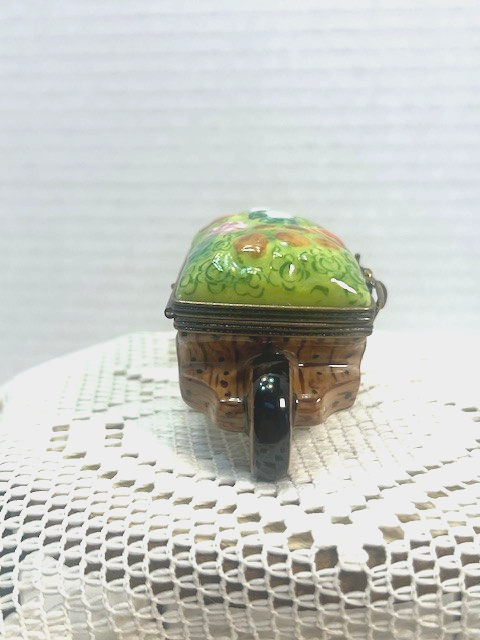 Limoges France Vegetable Wheelbarrow Trinket Box | Hand Painted Porcelain