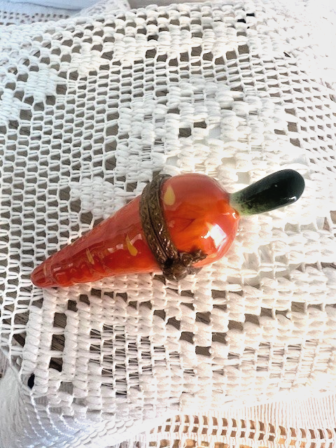 Limoges France Mini Carrot Trinket Box Hand Painted Porcelain