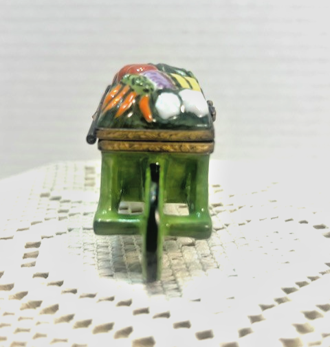 Limoges France Vegetable Wheelbarrow Trinket Box | Hand Painted Porcelain