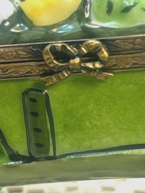 Limoges France Vegetable Wheelbarrow Trinket Box | Hand Painted Porcelain