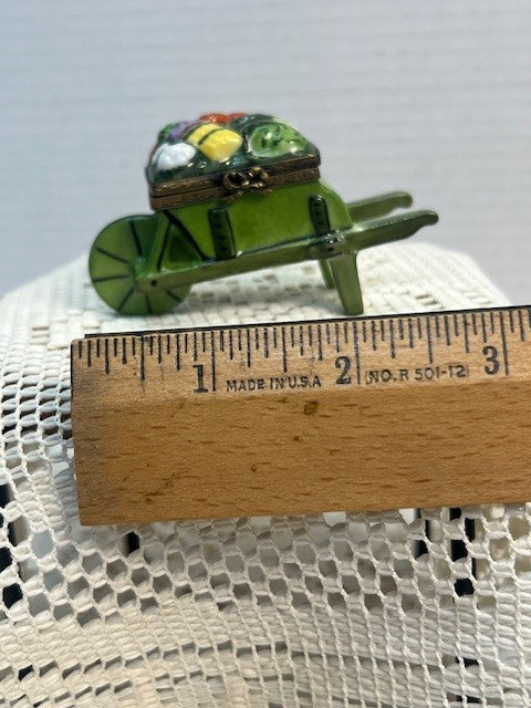 Limoges France Vegetable Wheelbarrow Trinket Box | Hand Painted Porcelain