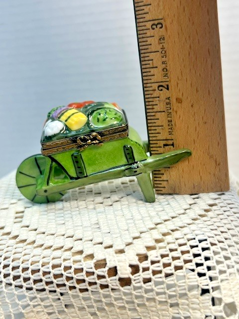 Limoges France Vegetable Wheelbarrow Trinket Box | Hand Painted Porcelain