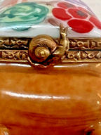 Limoges France Brown Vegetable Wheelbarrow "Legumes" Trinket Box | Hand Painted Porcelain