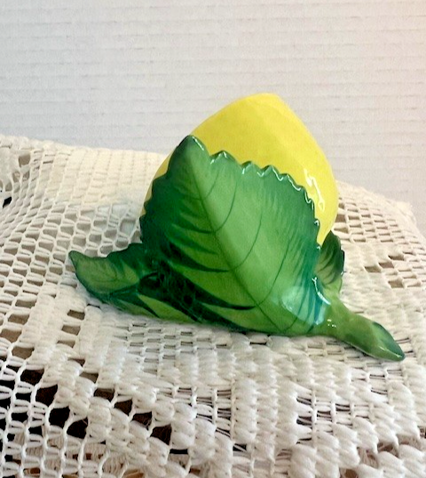 Herend Hungary Sliced Lemon Place Card Holder Hand Painted Porcelain