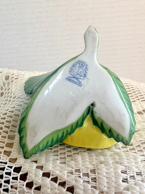 Herend Hungary Sliced Lemon Place Card Holder Hand Painted Porcelain