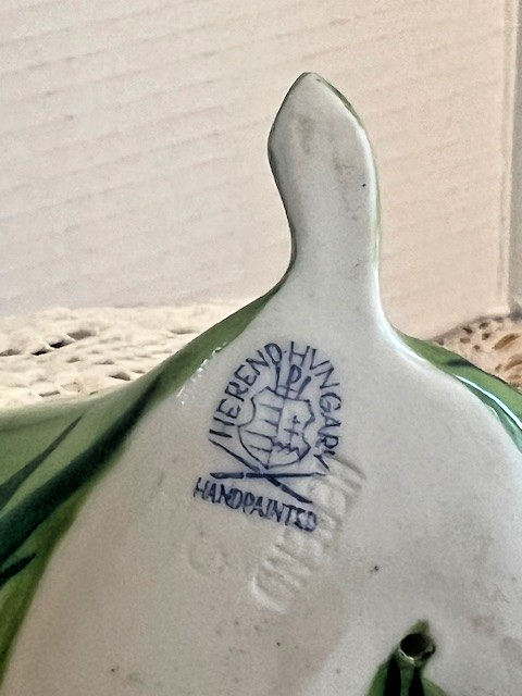 Herend Hungary Sliced Lemon Place Card Holder Hand Painted Porcelain