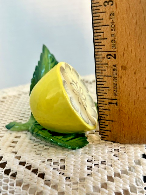 Herend Hungary Sliced Lemon Place Card Holder Hand Painted Porcelain
