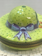 Limoges France Green Fruit Sun Bonnet Trinket Box Hand Painted Porcelain