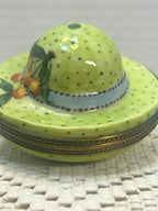 Limoges France Green Fruit Sun Bonnet Trinket Box Hand Painted Porcelain