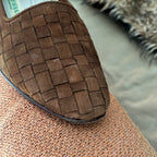 Cole Hann Woven Suede Loafers - Women's Brown Slip-On Flats for Everyday Wear - Sz 8.5