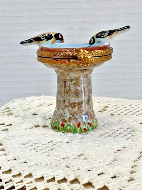 Limoges Birdbath Trinket Box