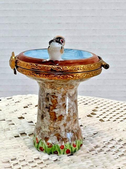 Limoges Birdbath Trinket Box