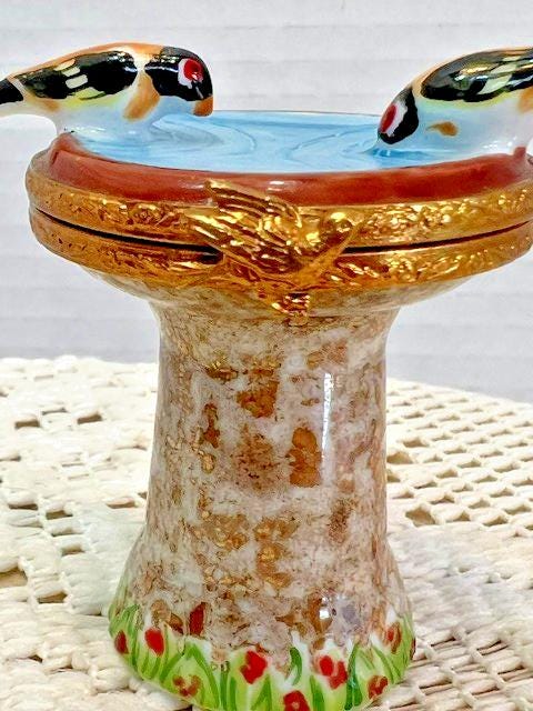 Limoges Birdbath Trinket Box