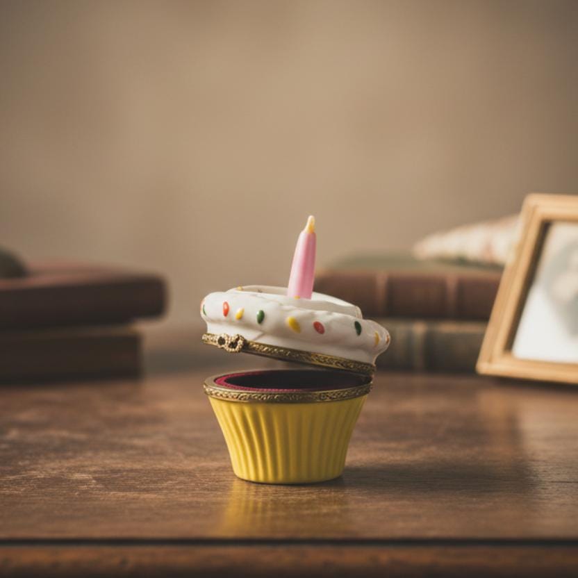 Rochard Birthday Cupcake Limoges Trinket Box