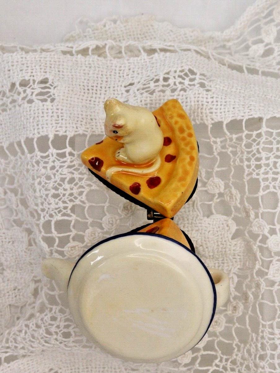 Limoges Mouse on a Cheese Teapot Trinket Box