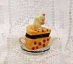 Limoges Mouse on a Cheese Teapot Trinket Box