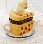 Limoges Mouse on a Cheese Teapot Trinket Box