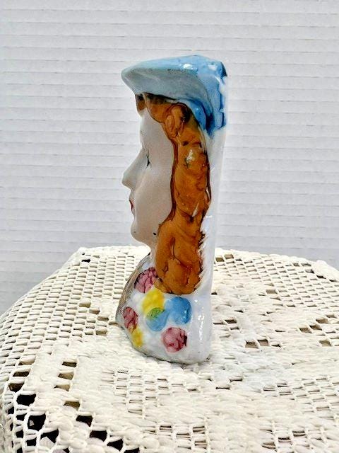 Hand Painted Porcelain Lady Head Vase, Vintage Style Ceramic Face Planter
