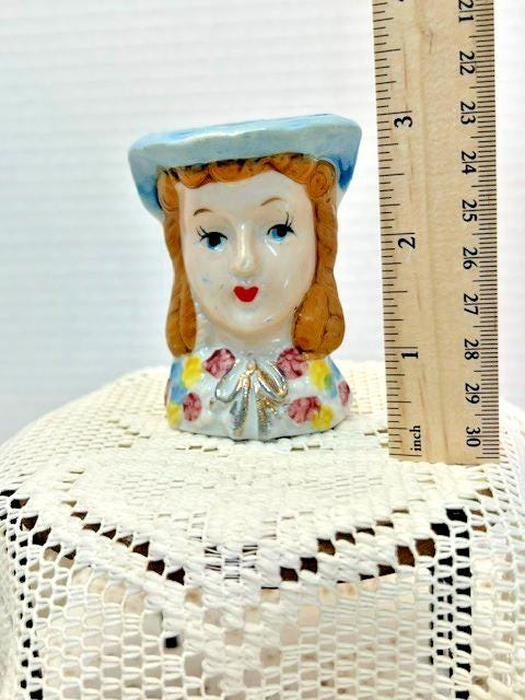 Hand Painted Porcelain Lady Head Vase, Vintage Style Ceramic Face Planter