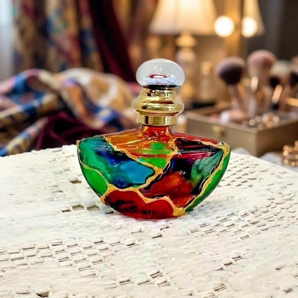 Miniature stained glass perfume bottle trinket box