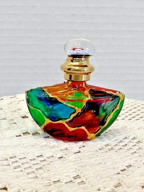 Miniature stained glass perfume bottle trinket box