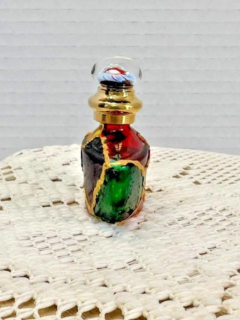 Miniature stained glass perfume bottle trinket box