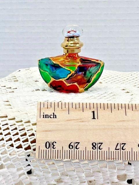 Miniature stained glass perfume bottle trinket box