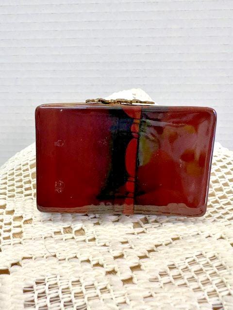 Limoges france violin on music book porcelain trinket box, peint main