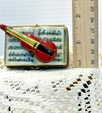 Limoges france violin on music book porcelain trinket box, peint main