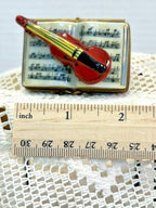 Limoges france violin on music book porcelain trinket box, peint main