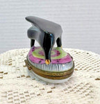 Limoges baby grand piano porcelain trinket box, peint main