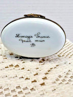Limoges baby grand piano porcelain trinket box, peint main