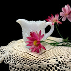 Vintage White Milk Glass Creamer | Paneled Grape Tumbalina Pattern Small Pitcher | Farmhouse Cottage Decor