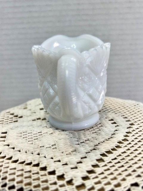 Vintage White Milk Glass Creamer | Paneled Grape Tumbalina Pattern Small Pitcher | Farmhouse Cottage Decor