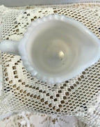 Vintage White Milk Glass Creamer | Paneled Grape Tumbalina Pattern Small Pitcher | Farmhouse Cottage Decor