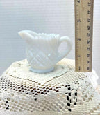 Vintage White Milk Glass Creamer | Paneled Grape Tumbalina Pattern Small Pitcher | Farmhouse Cottage Decor