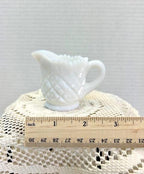 Vintage White Milk Glass Creamer | Paneled Grape Tumbalina Pattern Small Pitcher | Farmhouse Cottage Decor